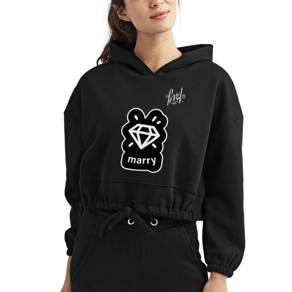 Marry | Cropped Hoodie - black