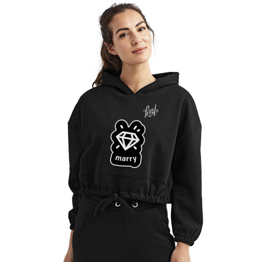 Marry | Cropped Hoodie - black