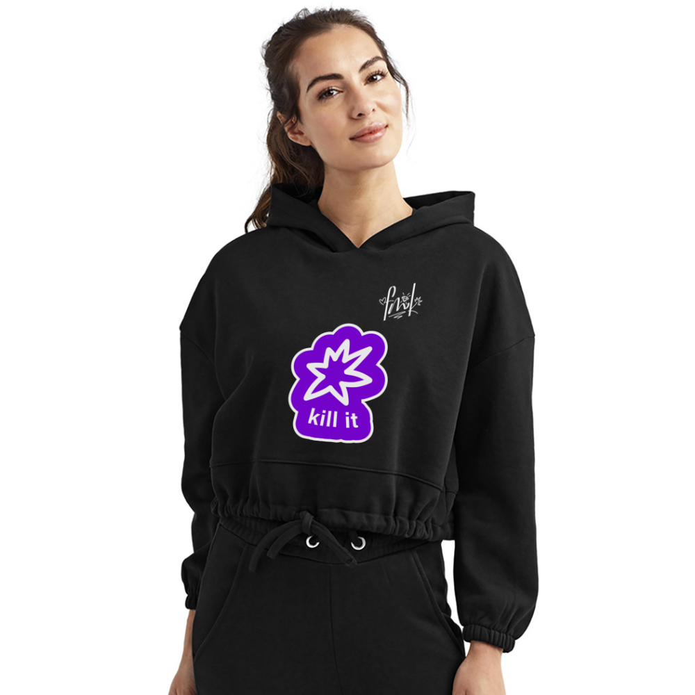 Kill it | Cropped Hoodie - black